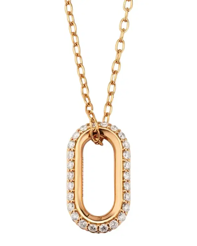 Saxon 18K Rose Gold Diamond Link on Chain Necklace, 24"L