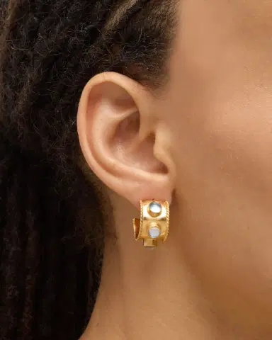 Dina Mackney 18K Gold-Plated Mother-of-Pearl Huggie Hoop Earrings | Thumbnail 2