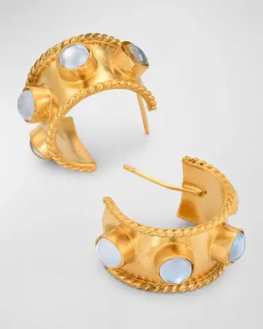 Dina Mackney 18K Gold-Plated Mother-of-Pearl Huggie Hoop Earrings | Thumbnail 3
