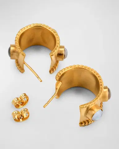 Dina Mackney 18K Gold-Plated Mother-of-Pearl Huggie Hoop Earrings | Thumbnail 4