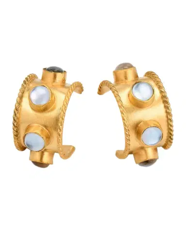 Dina Mackney 18K Gold-Plated Mother-of-Pearl Huggie Hoop Earrings | Thumbnail 1