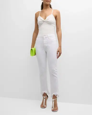 SIMKHAI River High-Rise Straight-Leg Frayed Denim Jeans | Thumbnail 3
