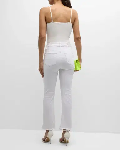 SIMKHAI River High-Rise Straight-Leg Frayed Denim Jeans | Thumbnail 4