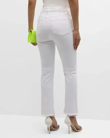 SIMKHAI River High-Rise Straight-Leg Frayed Denim Jeans | Thumbnail 6
