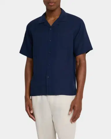 Onia Men's Air Linen Convertible Collar Short-Sleeve Shirt | Thumbnail 3