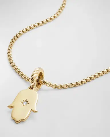 David Yurman Hamsa Pendant with Center Diamond in 18K Gold, 26mm | Thumbnail 2