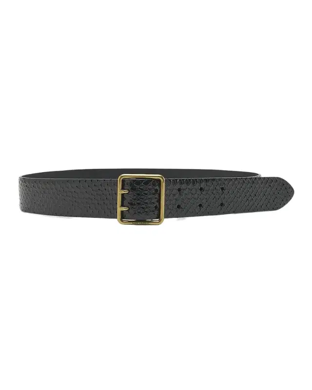 Saint Laurent Python Snakeskin Belt With a Square Buckle