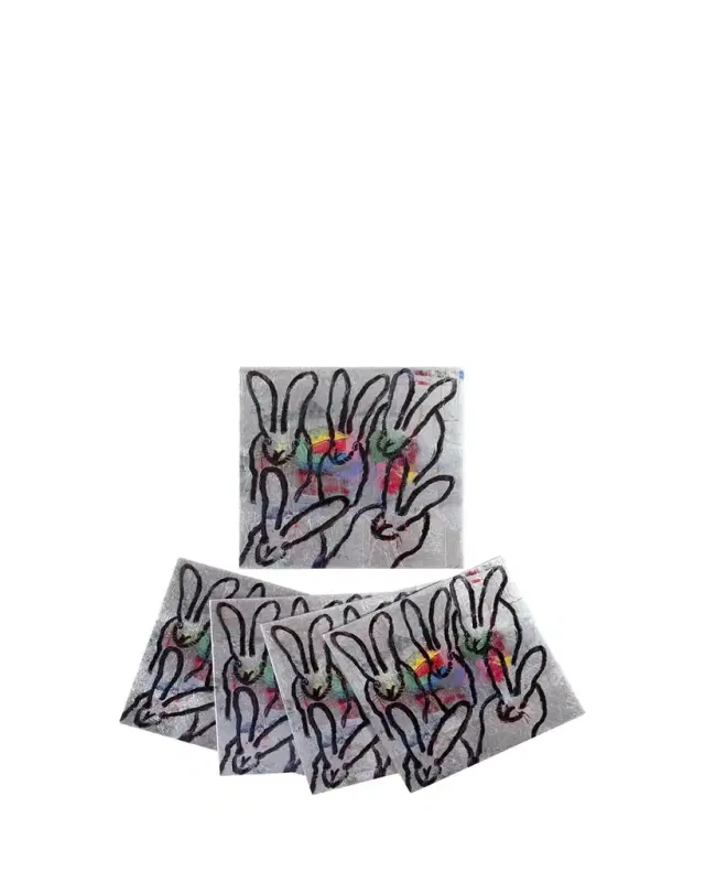 Color Burst Bunnies Coasters, Set of 4