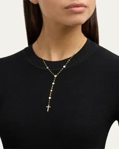 Lana 14K Yellow Gold Disc Chain Lariat Crossary Necklace, 18" | Thumbnail 2