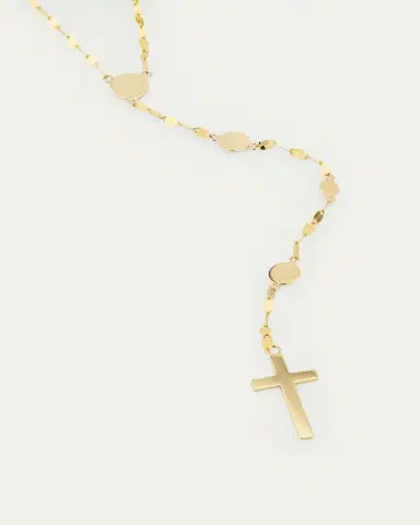 Lana 14K Yellow Gold Disc Chain Lariat Crossary Necklace, 18" | Thumbnail 3