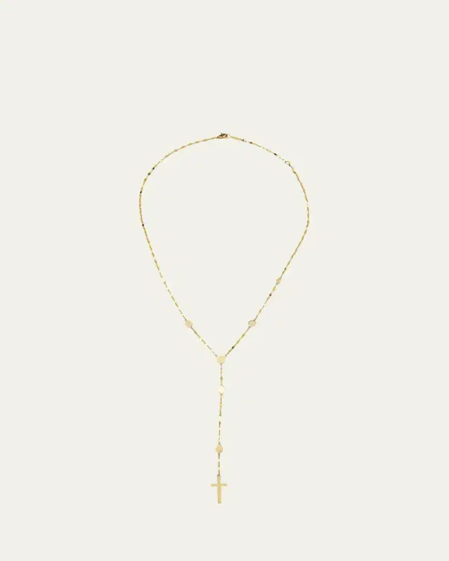 Lana 14K Yellow Gold Disc Chain Lariat Crossary Necklace, 18"