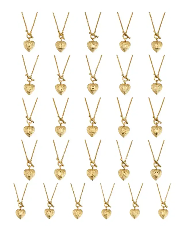 Gold Heart Initial Locket Necklace