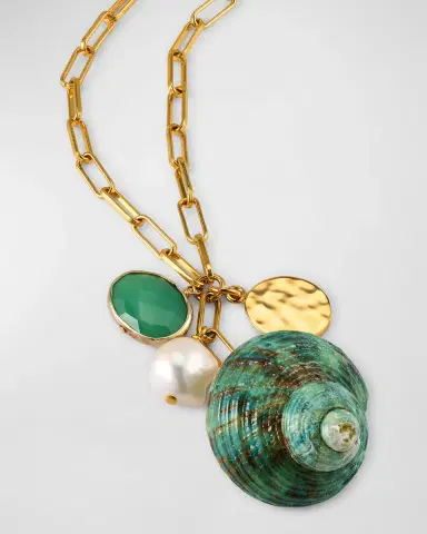 NEST Jewelry Green Seashell Charm Necklace | Thumbnail 2