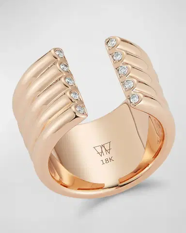 Walters Faith Thoby Rose Gold 5-Row Tubular Open Ring with Diamonds | Thumbnail 2