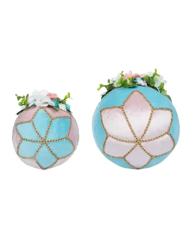 Katherine 's Collection Hearts and Wonderland Fabric-Covered Eggs, Set of 2