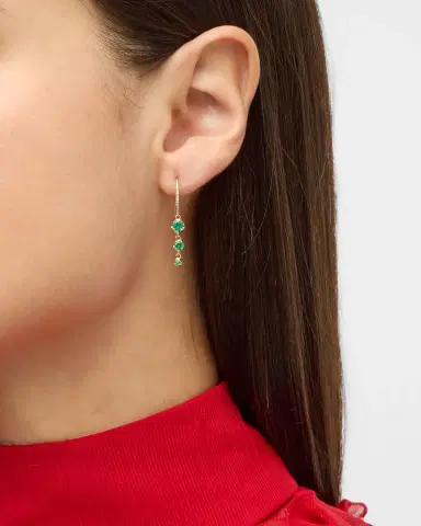 Jennifer Meyer 3 Graduated Illusion-Set Emerald Drop Earrings | Thumbnail 2