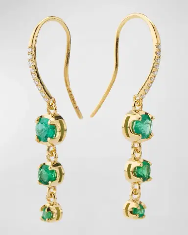 Jennifer Meyer 3 Graduated Illusion-Set Emerald Drop Earrings | Thumbnail 3