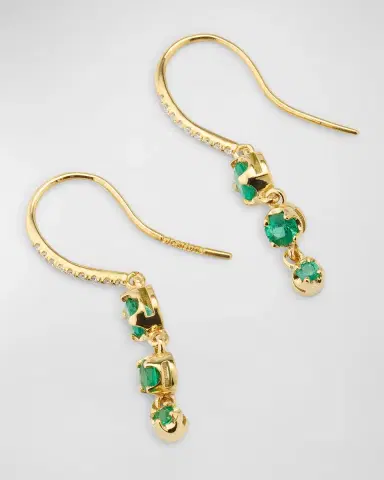 Jennifer Meyer 3 Graduated Illusion-Set Emerald Drop Earrings | Thumbnail 4