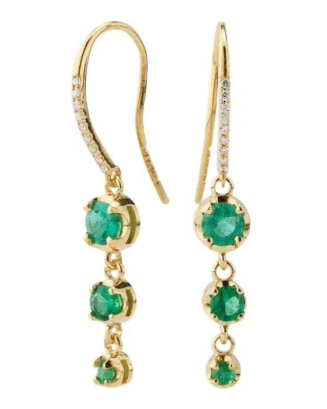 3 Graduated Illusion-Set Emerald Drop Earrings