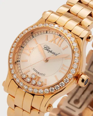 Chopard Happy Sport 18k Rose Gold Diamond Bracelet Watch | Thumbnail 3