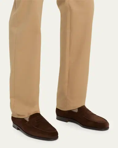 John Lobb Men's Lopez Suede Penny Loafers | Thumbnail 2