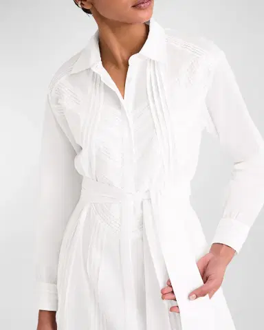 Merlette Liberty Pintuck Pima Cotton Midi Shirtdress | Thumbnail 3