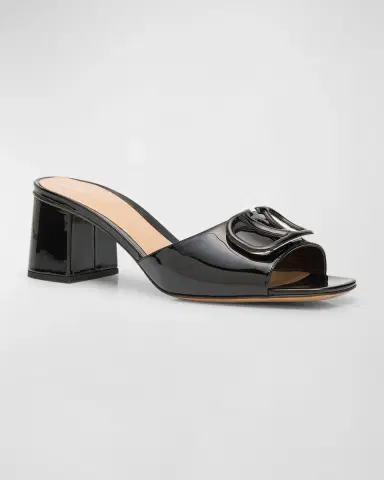 Valentino Garavani VLogo Leather Tonal Mule Sandals | Thumbnail 2