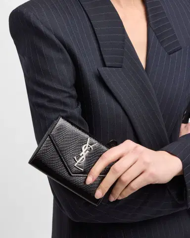 Saint Laurent Cassandre Small YSL Flap Wallet in Python-Embossed Leather | Thumbnail 2 Saint Laurent Cassandre Small YSL Flap Wallet in Python-Embossed Leather | Thumbnail 2