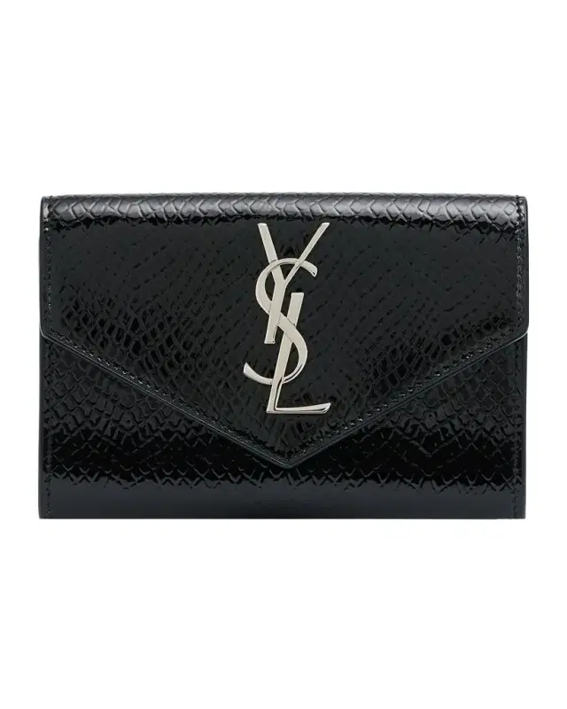 Cassandre Small YSL Flap Wallet in Python-Embossed Leather