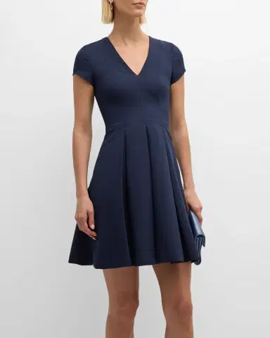 Emporio Armani Emma Pleated V-Neck Mini Dress | Thumbnail 3 Emporio Armani Emma Pleated V-Neck Mini Dress | Thumbnail 3