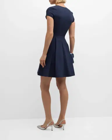 Emporio Armani Emma Pleated V-Neck Mini Dress | Thumbnail 4 Emporio Armani Emma Pleated V-Neck Mini Dress | Thumbnail 4