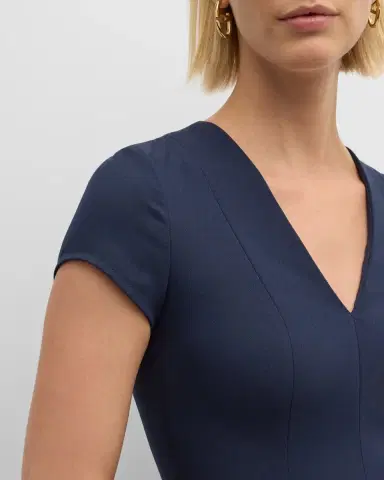 Emporio Armani Emma Pleated V-Neck Mini Dress | Thumbnail 5 Emporio Armani Emma Pleated V-Neck Mini Dress | Thumbnail 5