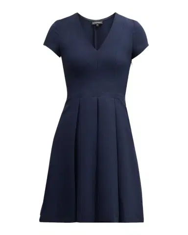 Emporio Armani Emma Pleated V-Neck Mini Dress | Thumbnail 1 Emporio Armani Emma Pleated V-Neck Mini Dress | Thumbnail 1