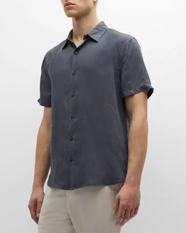 Onia Men's Jack Air Linen Short-Sleeve Shirt | Thumbnail 4 Onia Men's Jack Air Linen Short-Sleeve Shirt | Thumbnail 4