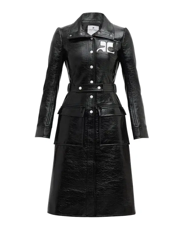 Courreges Reedition Vinyl Belted A-Line Trench Coat