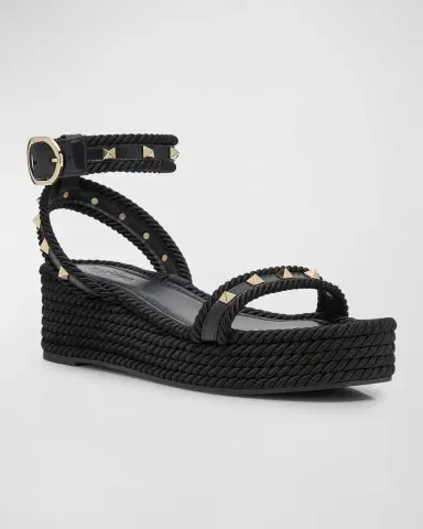Valentino Garavani Rockstud Leather Ankle-Strap Espadrilles | Thumbnail 3