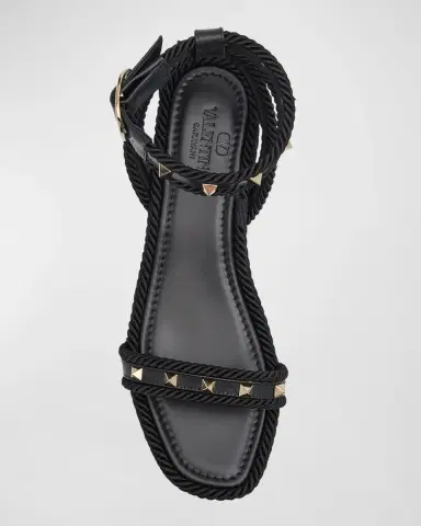 Valentino Garavani Rockstud Leather Ankle-Strap Espadrilles | Thumbnail 6