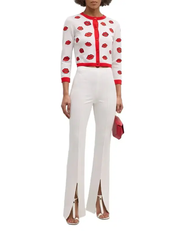 ALICE + OLIVIA Emiko High-Waisted Slit-Cuff Pants