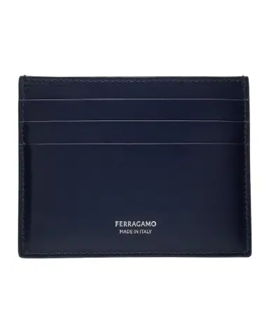 Ferragamo Men's Classic Hammered Leather Card Holder | Thumbnail 1