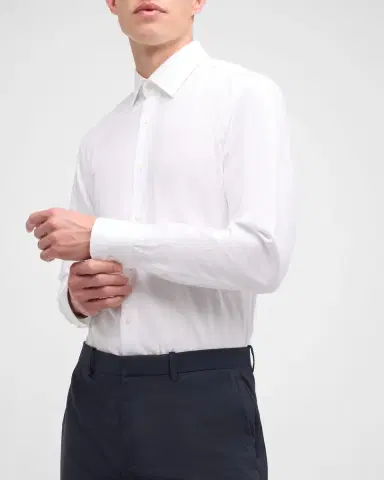 BOSS Men's Slim-Fit Textured Organic Cotton Dress Shirt | Thumbnail 5 BOSS Men's Slim-Fit Textured Organic Cotton Dress Shirt | Thumbnail 5