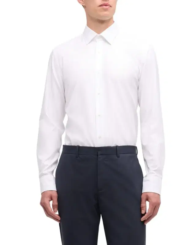 Men's Slim-Fit Textured Organic Cotton Dress Shirt