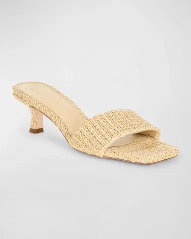 Cult Gaia Ada Raffia Kitten-Heel Slide Sandals | Thumbnail 2 Cult Gaia Ada Raffia Kitten-Heel Slide Sandals | Thumbnail 2