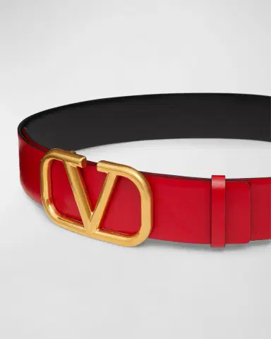 Valentino Garavani VLogo Signature Reversible Leather Belt, 40mm | Thumbnail 3