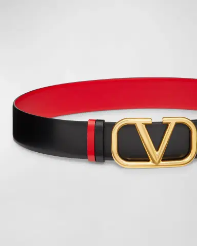 Valentino Garavani VLogo Signature Reversible Leather Belt, 40mm | Thumbnail 5