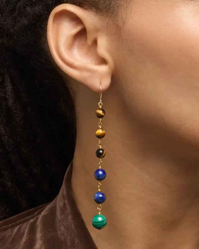 Malachite, Tigers Eye and Lapis Earrings