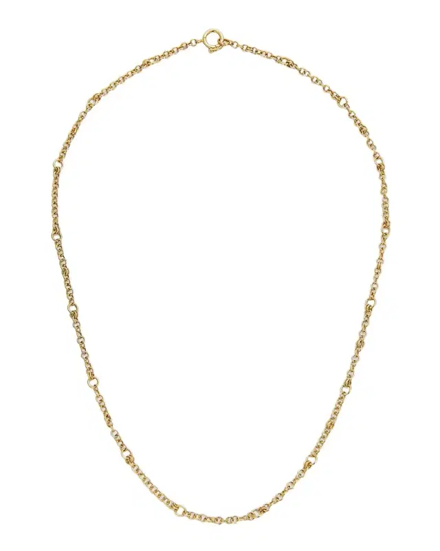 1k Yellow Gold Gravity Chain Necklace, 1"L