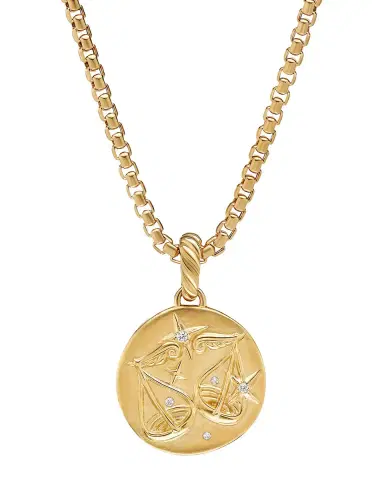 David Yurman Zodiac Amulet with Diamonds in 18K Gold, 28.7mm | Thumbnail 2