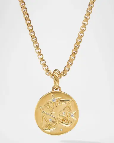 David Yurman Zodiac Amulet with Diamonds in 18K Gold, 28.7mm | Thumbnail 3