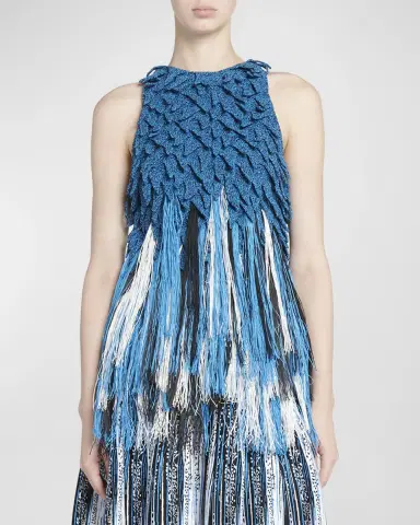 Bottega Veneta Sleeveless Fringe Empire-Waist Textured Knit Top | Thumbnail 4 Bottega Veneta Sleeveless Fringe Empire-Waist Textured Knit Top | Thumbnail 4