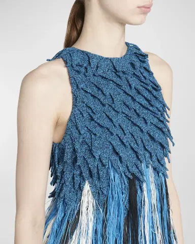 Bottega Veneta Sleeveless Fringe Empire-Waist Textured Knit Top | Thumbnail 5 Bottega Veneta Sleeveless Fringe Empire-Waist Textured Knit Top | Thumbnail 5